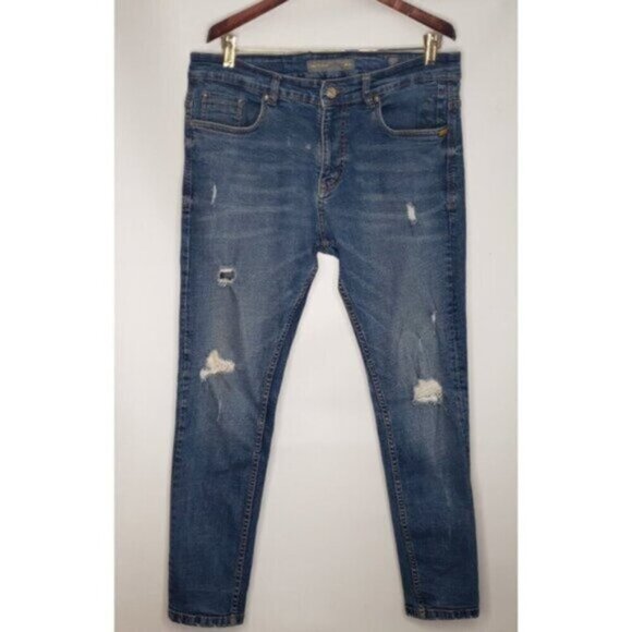 Jimmy & Jordan Men's Jean Size 34 x 30 Faded Distressed Skinny Ankle Fit - Picture 3 of 14
